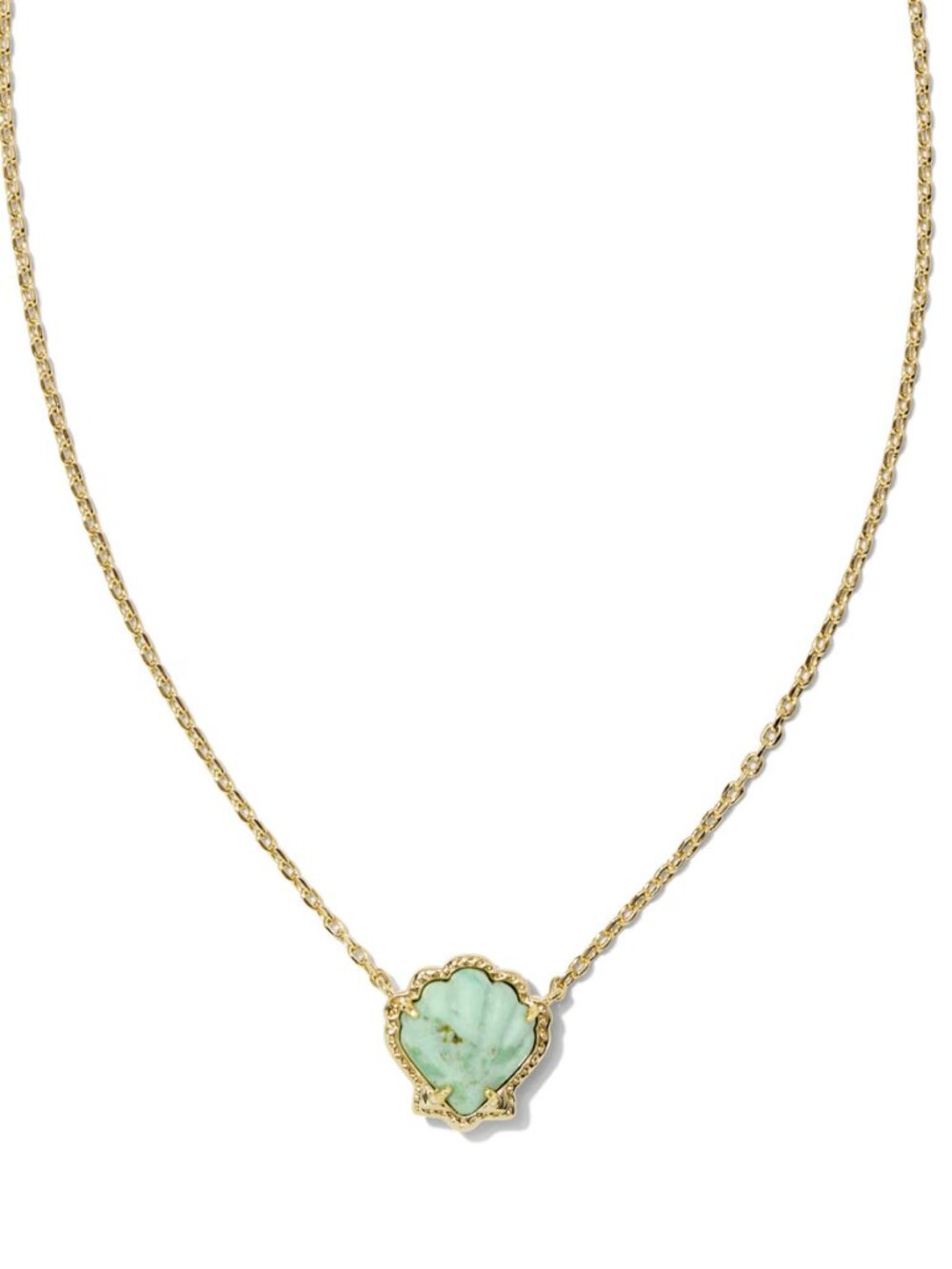 Kendra Scott Brynne Gold Shell Short Pendant Necklace in Sea Gree